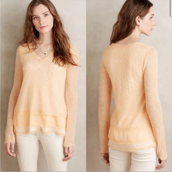 ✨NWT Anthropologie Knitted & Knotted Orange Alpaca Wool Alessia Sweater Size XS - Picture 1 of 9